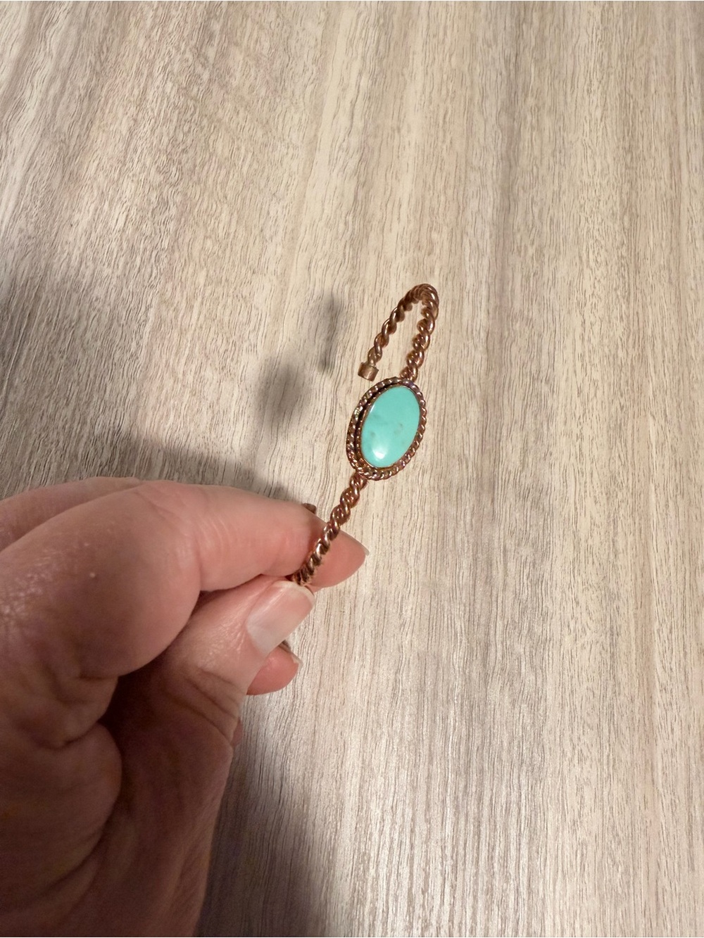 Turquoise Stone Copper Twist Bangle Bracelet